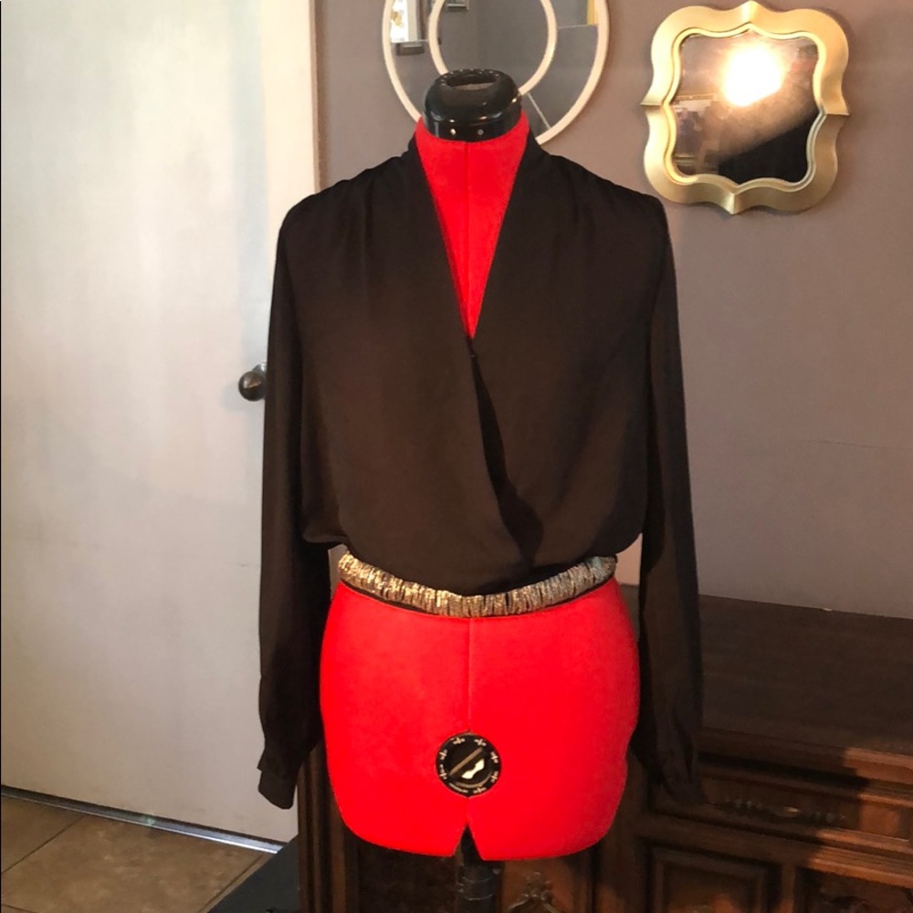 Black blouse with beaded waist detail